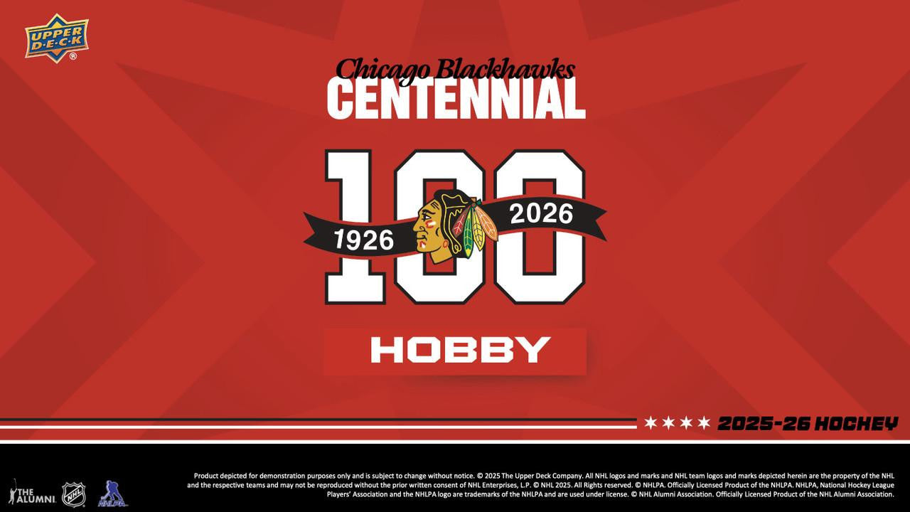 2025-26 Upper Deck Chicago Blackhawks Centennial Hockey Hobby Box Tin