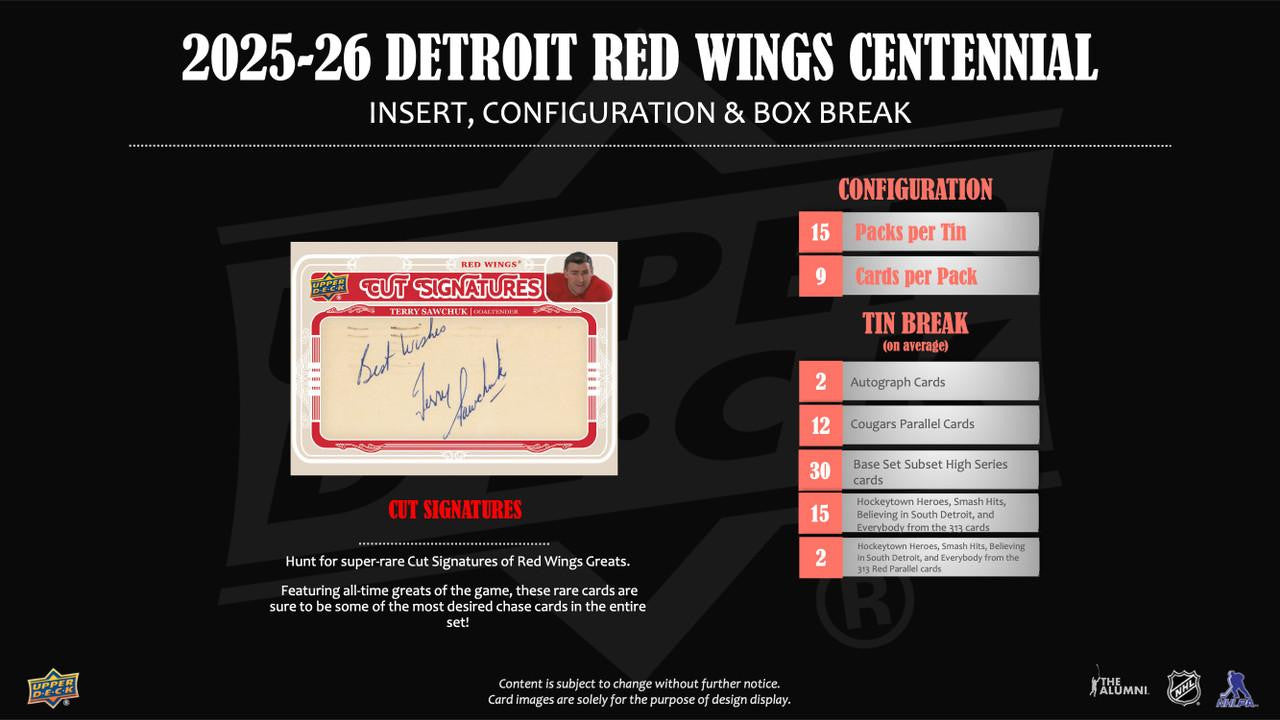 2025/26 Upper Deck Detroit Red Wings Centennial Hobby Box Tin