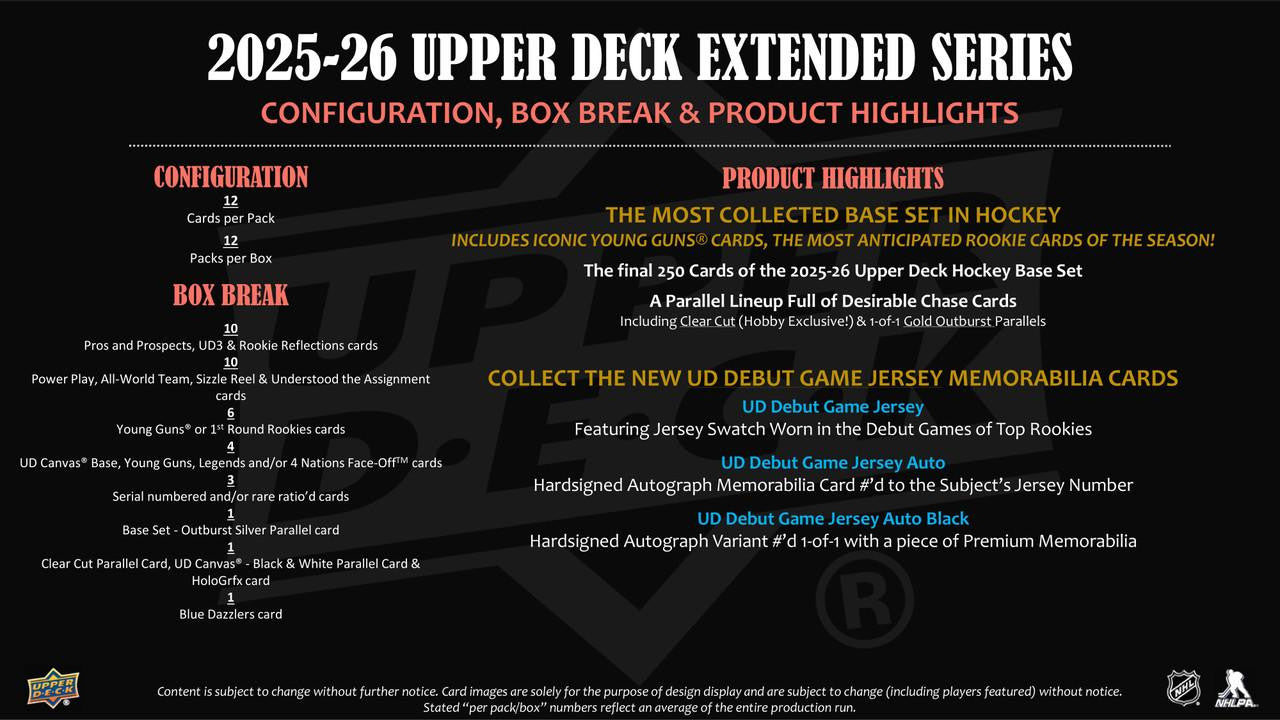 2025-26 Upper Deck Extended Series Hockey Hobby Box