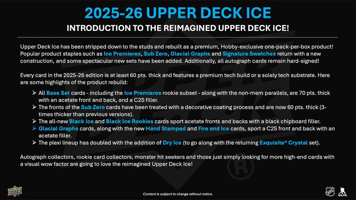 2025-26 Upper Deck Ice Hockey Hobby Box