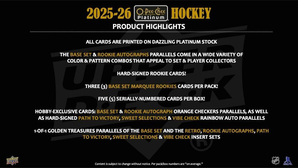 2025-26 Upper Deck O-Pee-Chee Platinum Hockey Hobby Box