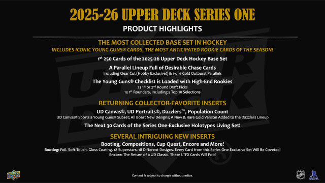 2025/26 Upper Deck Series 1 Hockey Hobby Box
