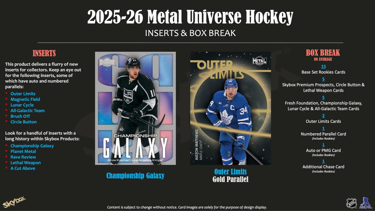 2025/26 Upper Deck Skybox Metal Universe Hockey Hobby Box CASE (16)