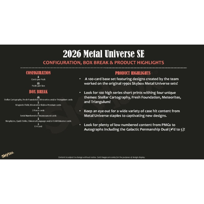 2026 Upper Deck Metal Universe SE Hobby Box