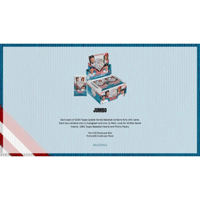 2026 Topps Update Series Baseball Jumbo Hobby Box