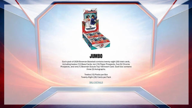 2026 Bowman Baseball Jumbo Hobby Box