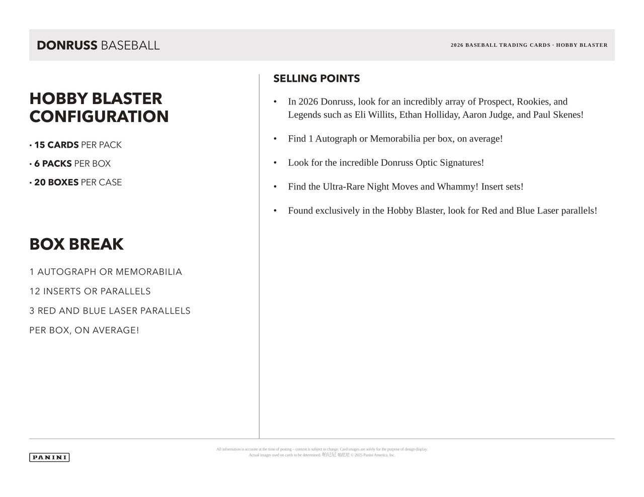 2026 Panini Donruss Baseball Hobby Blaster Box (Red & Blue Laser)