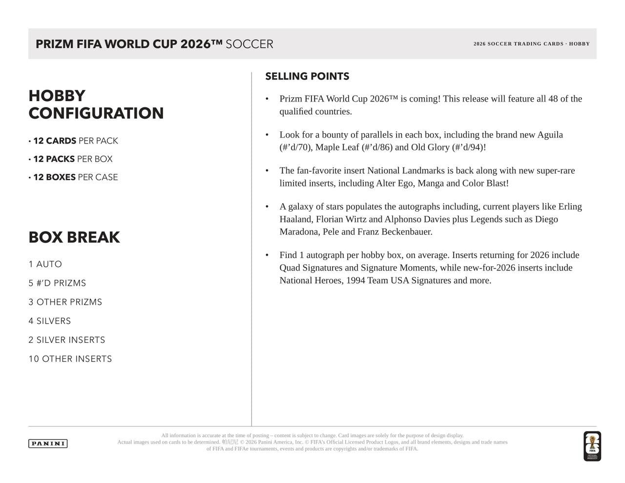 2026 Panini Prizm FIFA World Cup Soccer Hobby Box