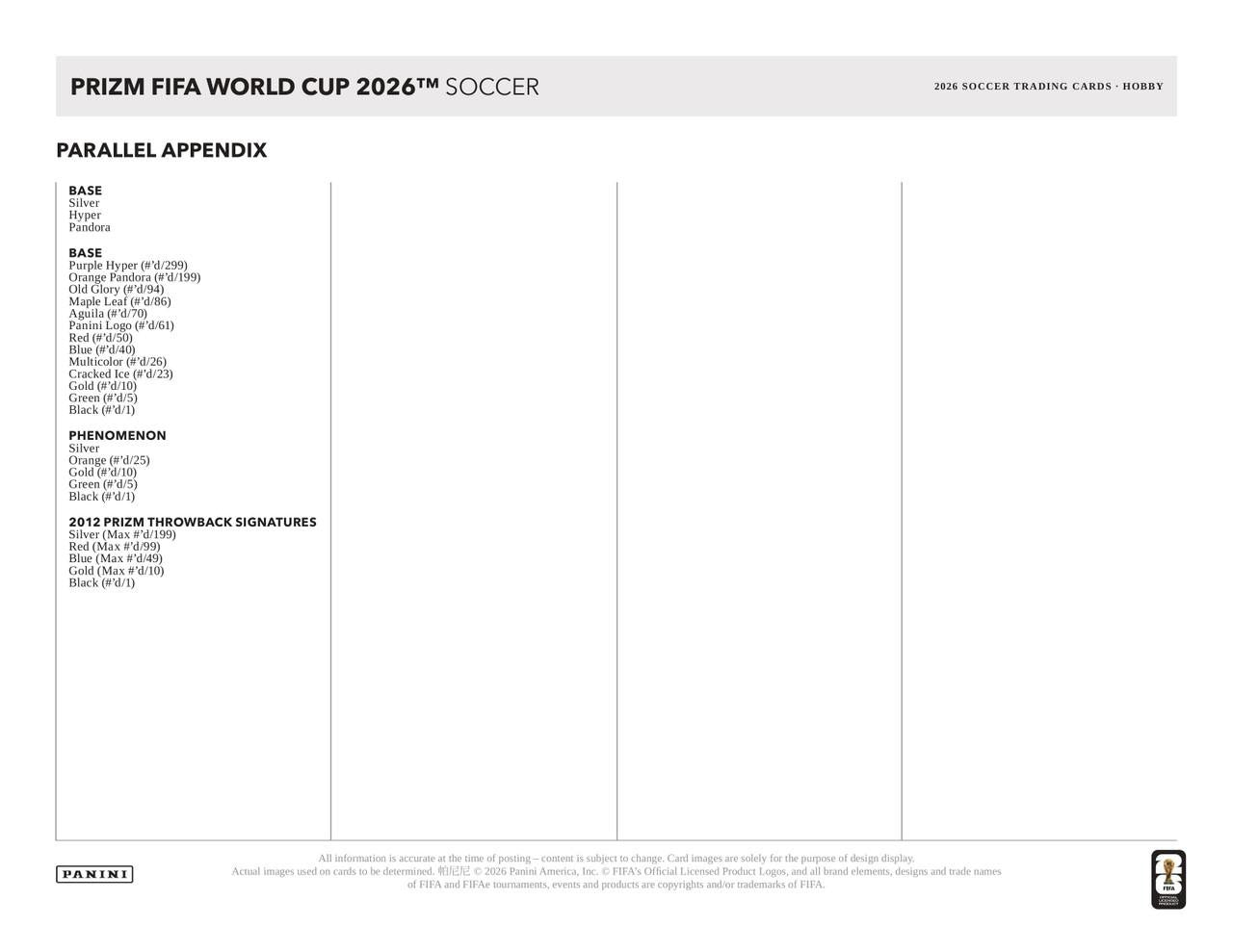 2026 Panini Prizm FIFA World Cup Soccer Hobby Box