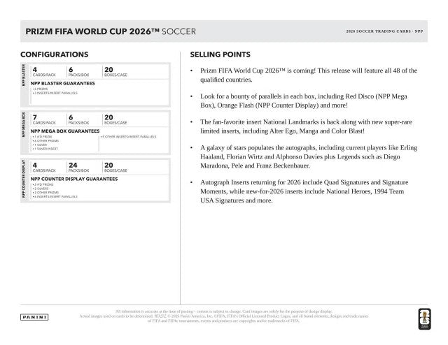 2026 Panini Prizm FIFA World Cup Soccer Hobby Mega Box