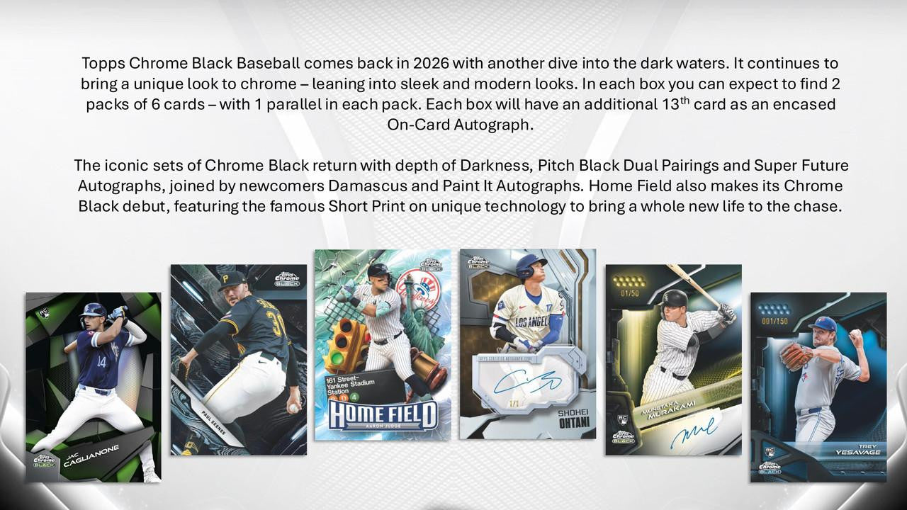 2026 Topps Chrome Black Baseball Hobby Box CASE (12)