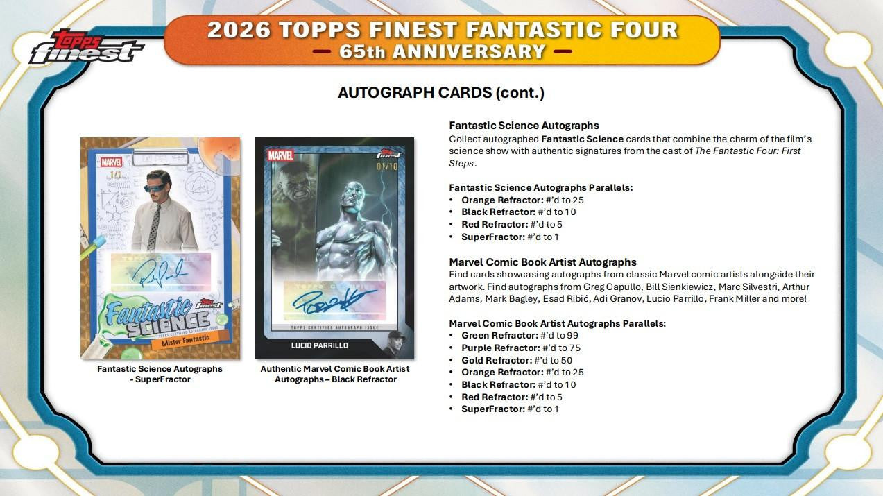 2026 Topps Finest Marvel Fantastic Four 65th Anniversary Hobby Box