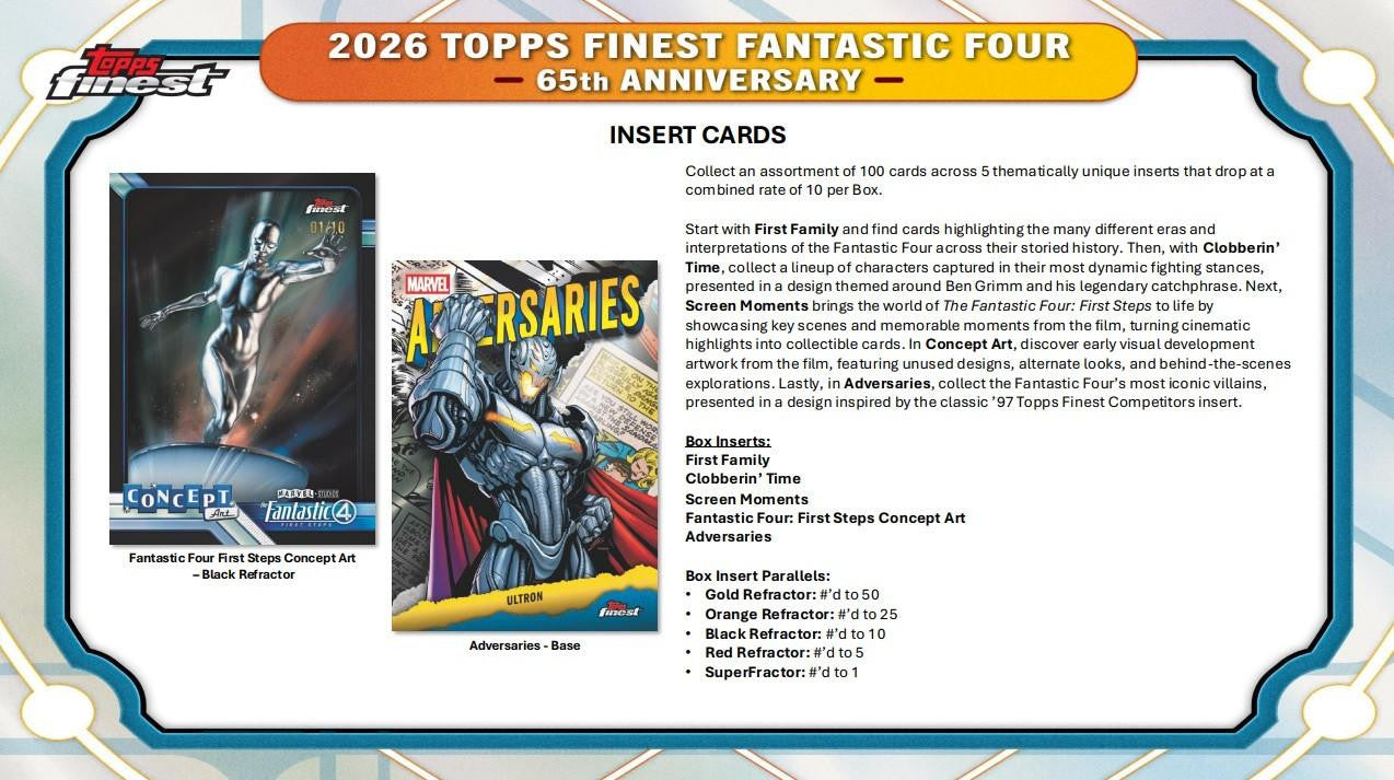 2026 Topps Finest Marvel Fantastic Four 65th Anniversary Hobby Box