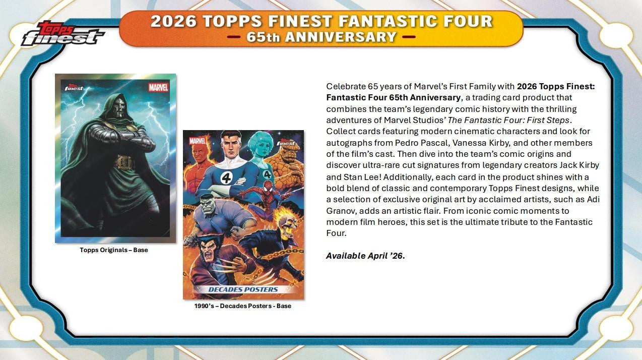 2026 Topps Finest Marvel Fantastic Four 65th Anniversary Hobby Box