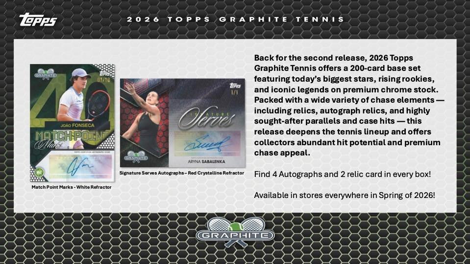 2026 Topps Graphite Tennis Hobby Box