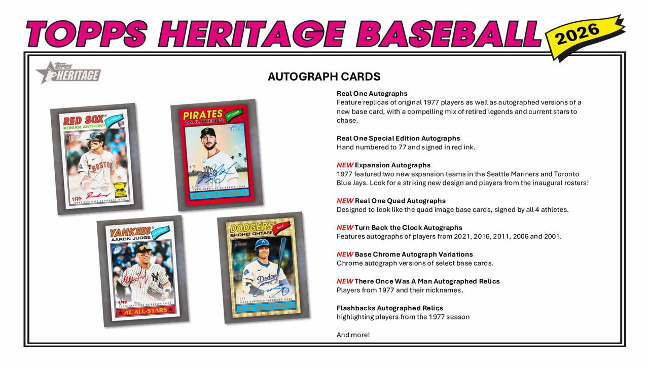2026 Topps Heritage Baseball Hobby Box CASE (12)