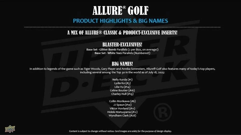 2026 Upper Deck Allure Golf Blaster Box