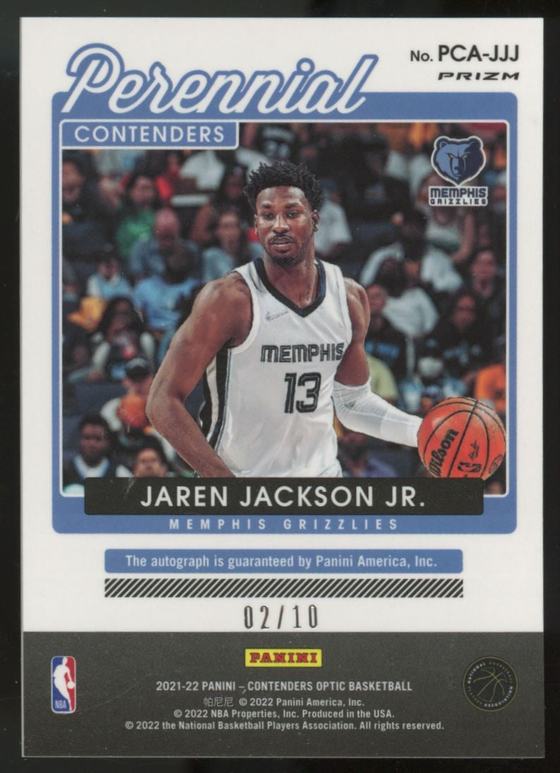 2021-22 Contenders Optic Jaren Jackson Jr. Perennial Auto Gold /10 #PCA-JJJ