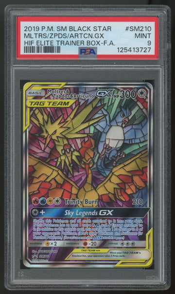 2019 Pokemon Moltres & Zapdos & Articuno GX ETB Promo #SM210 PSA 9