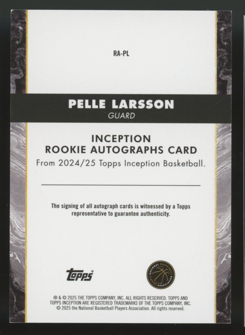 2024/25 Topps Inception Pelle Larsson RC Rookie Auto Blue /25 #RA-PL