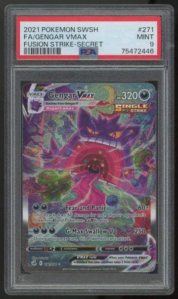Pokemon Gengar VMAX Fusion Strike Full Alt Art Secret #271/264 PSA 9