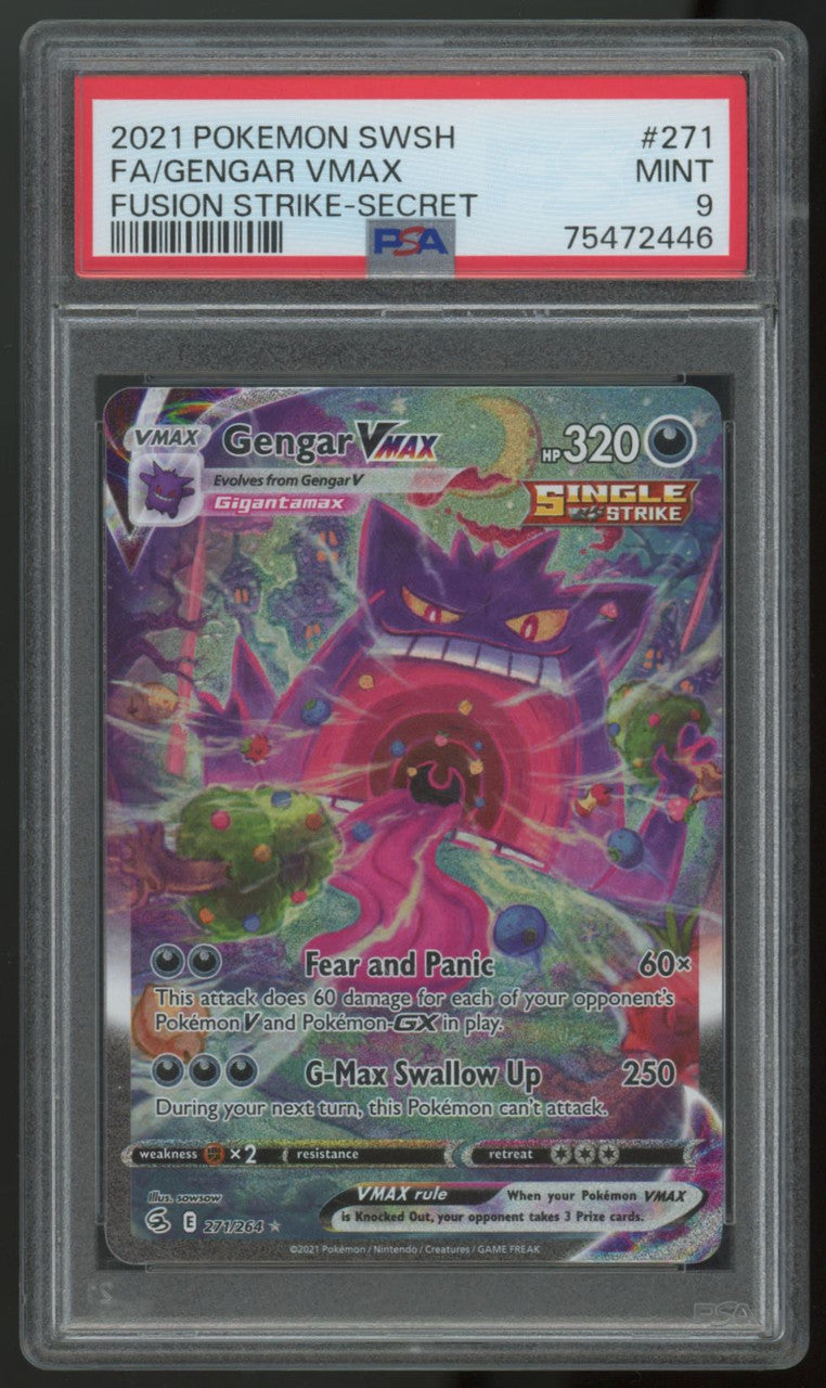 Pokemon Gengar VMAX Fusion Strike Full Alt Art Secret #271/264 PSA 9