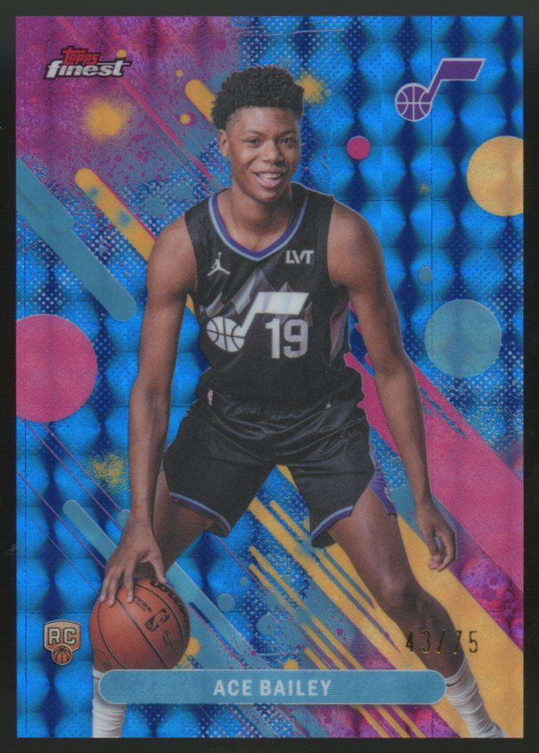 2025-26 Topps Finest Ace Bailey RC Blue Geometric /75 #5