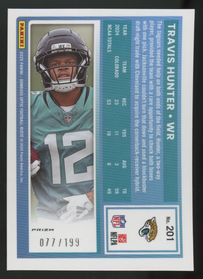 2025 Panini Donruss Optic Travis Hunter Rated Rookie Flex /199