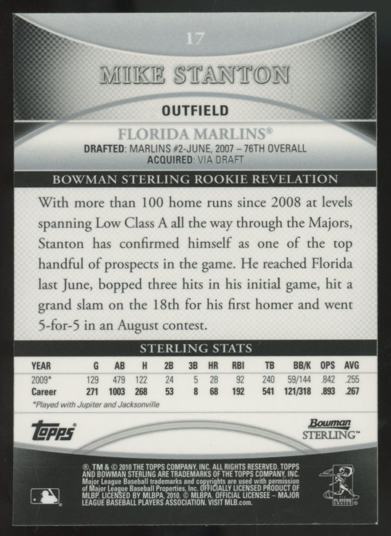 2010 Bowman Sterling Giancarlo Mike Stanton RC #17
