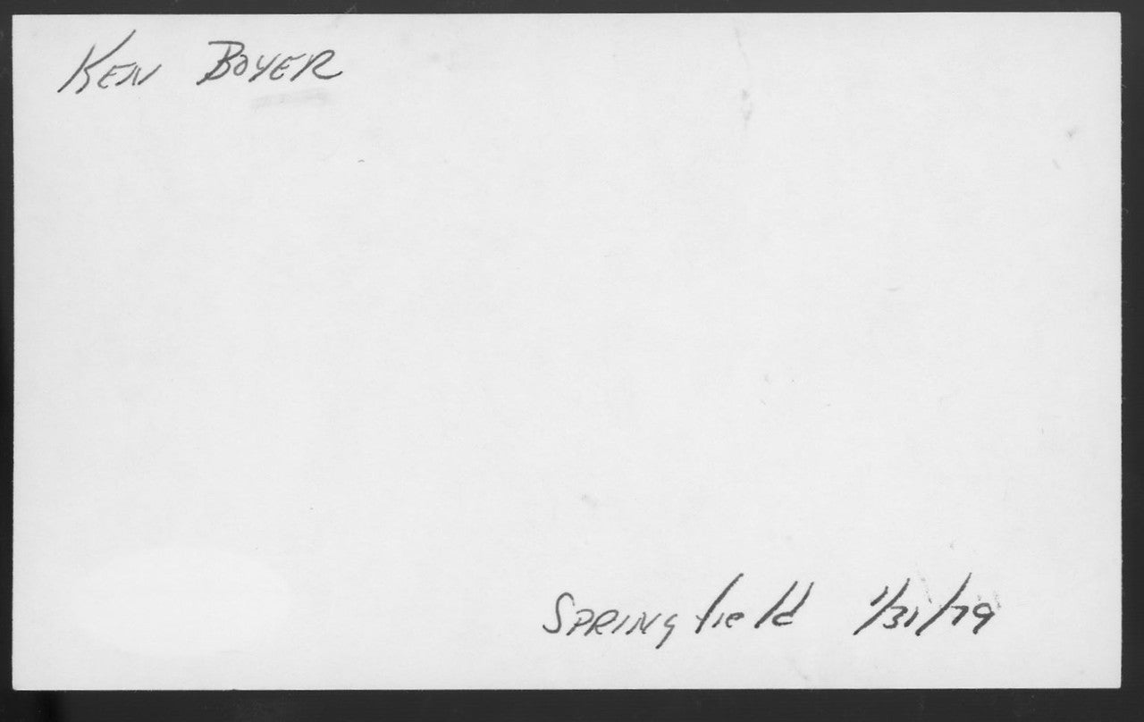 Ken Boyer Signed Autographed Index Card JSA