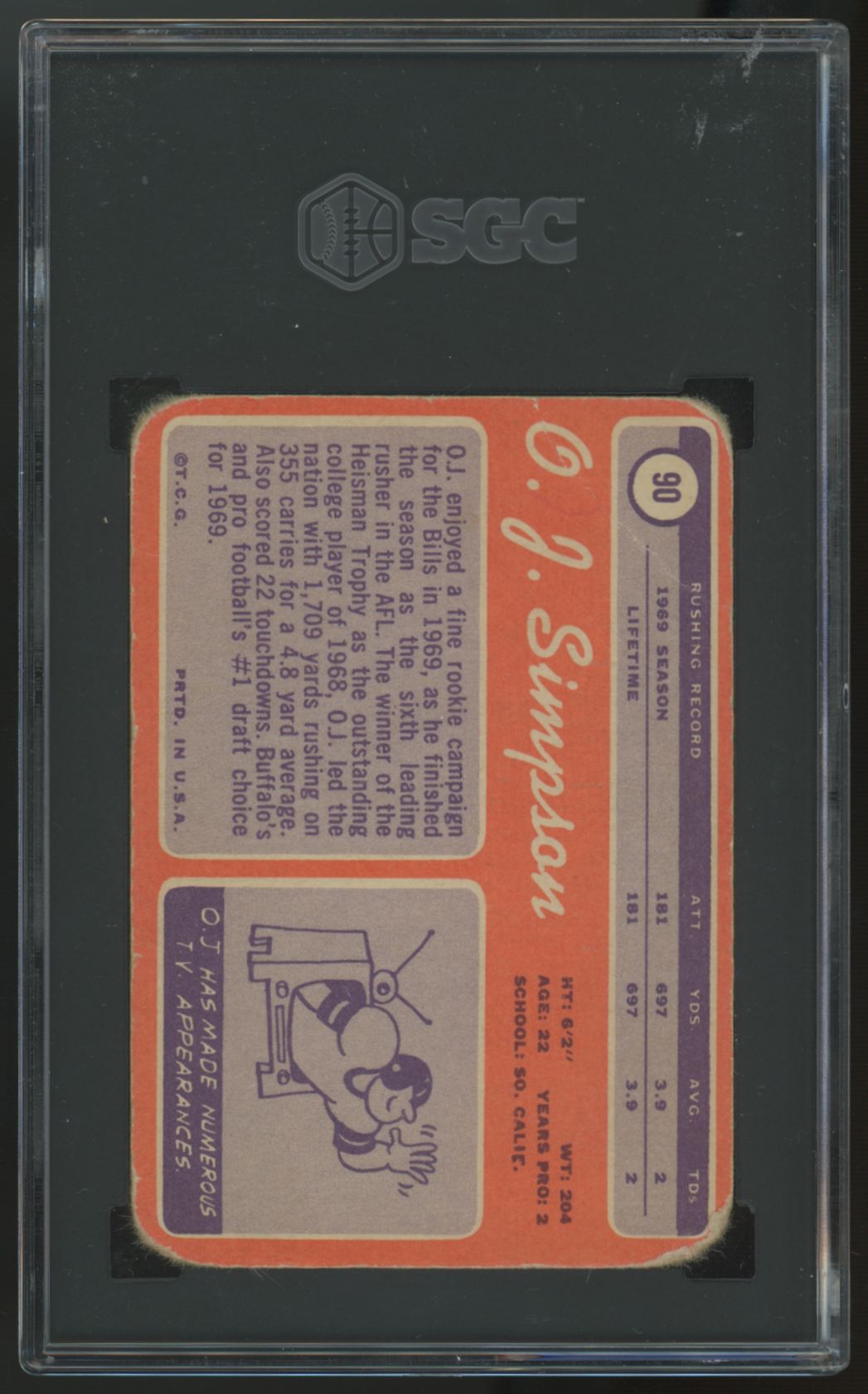 1970 Topps OJ Simpson RC #90 SGC 1
