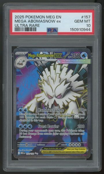 2025 Pokemon Mega Abomasnow ex Mega Evolution Ultra Rare #157 PSA 10