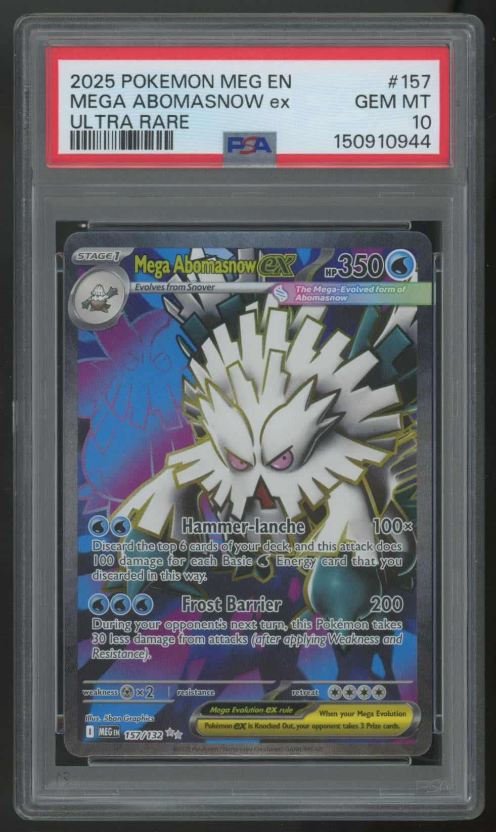 2025 Pokemon Mega Abomasnow ex Mega Evolution Ultra Rare #157 PSA 10
