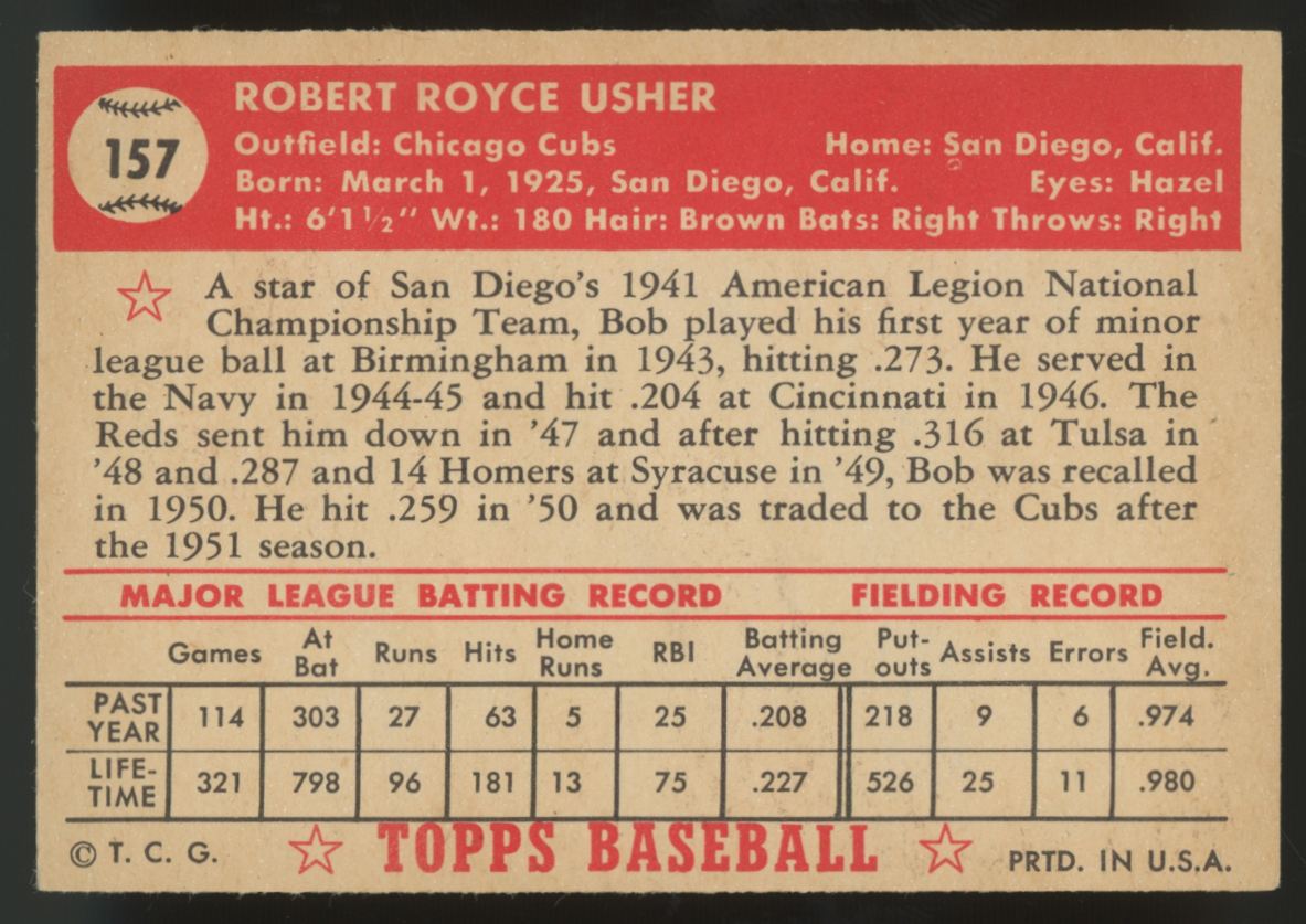 1952 Topps Bob Usher #157 EX