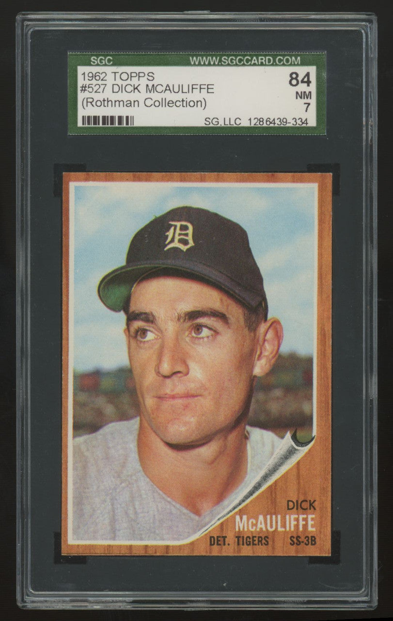 1962 Topps Dick McAuliffe RC Rothman Collection #527 SGC 7
