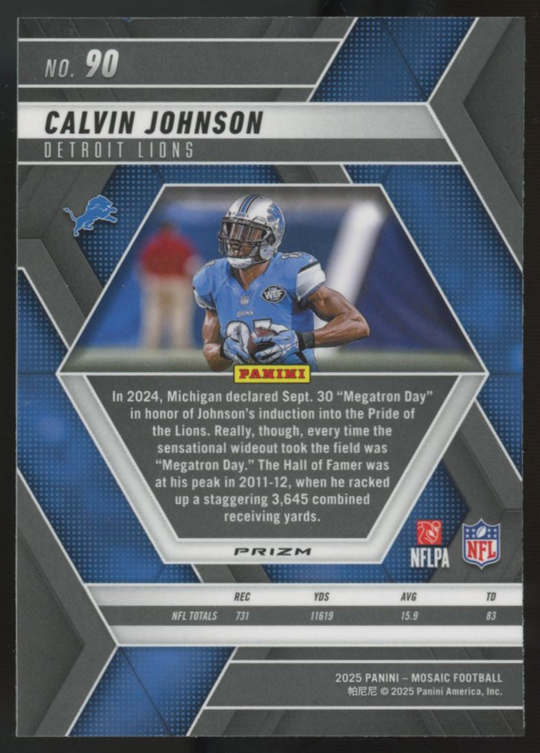 2025 Panini Mosaic Calvin Johnson Honeycomb SSP #90