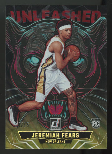 2025-26 Panini Donruss Jeremiah Fears RC Unleashed Yellow Lava /15 #9