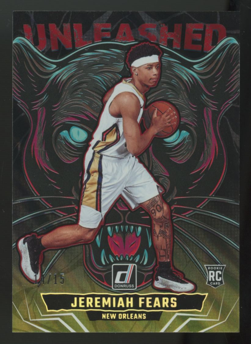 2025-26 Panini Donruss Jeremiah Fears RC Unleashed Yellow Lava /15 #9