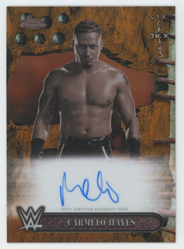 2025 Topps Chrome WWE Cactus Jack Carmelo Hayes Orange Refractor Auto /25