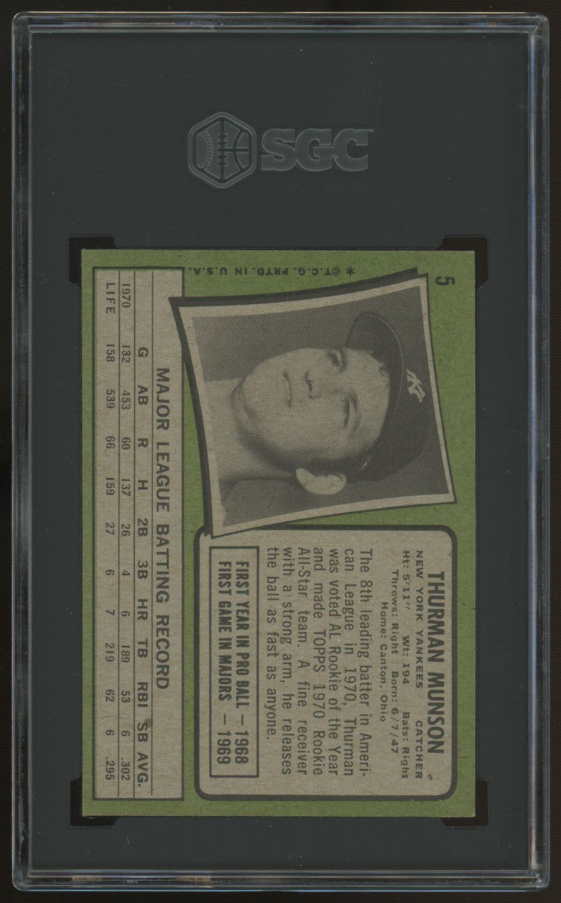 1971 Topps Thurman Munson #5 SGC 6 *086