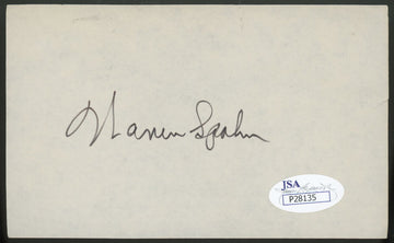 Warren Spahn Signed Autographed Index Card JSA