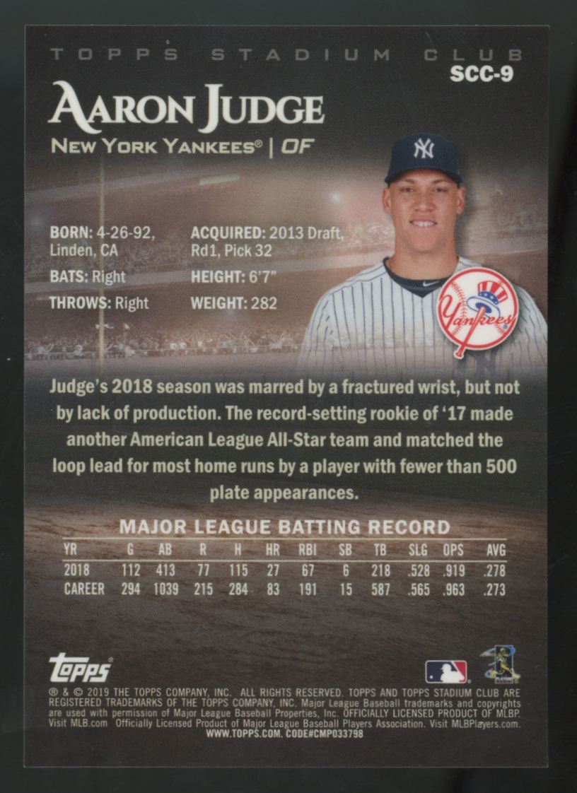 2019 Topps Stadium Club Aaron Judge Chrome #SCC-9