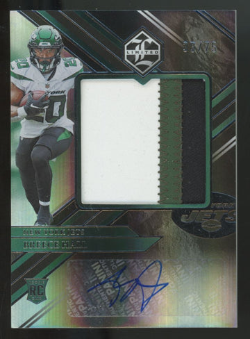 2022 Panini Limited Breece Hall RC Silver Spotlight Jumbo Patch Auto RPA /75
