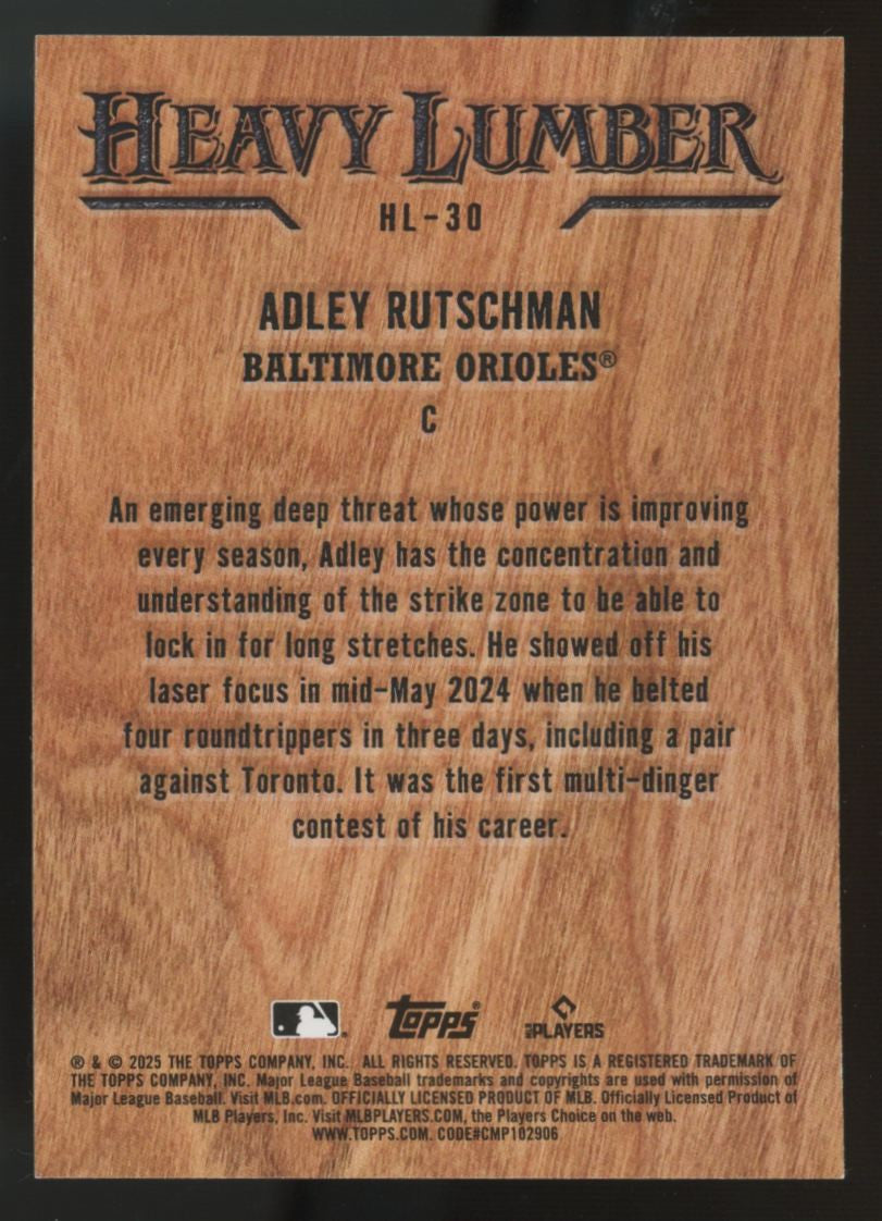 2025 Topps Series Two Adley Rutschman Heavy Lumber #HL-30