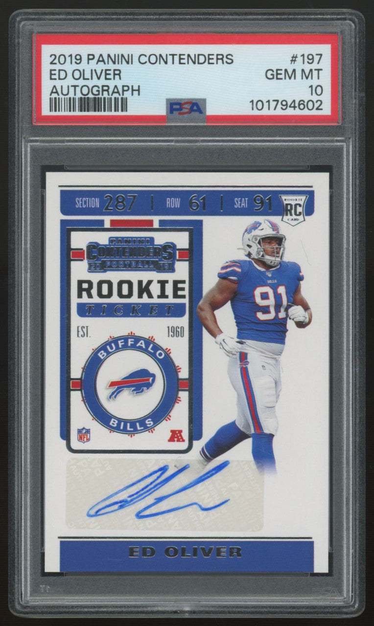 2019 Panini Contenders Ed Oliver RC Rookie Ticket Auto #197 PSA 10