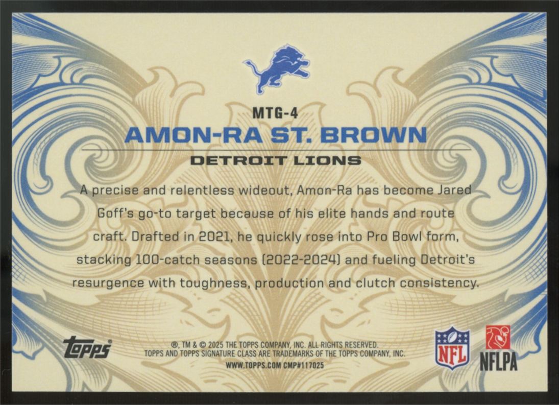 2025 Topps Signature Class Amon-Ra St. Brown Monarchs Of The Game SSP #MTG-4
