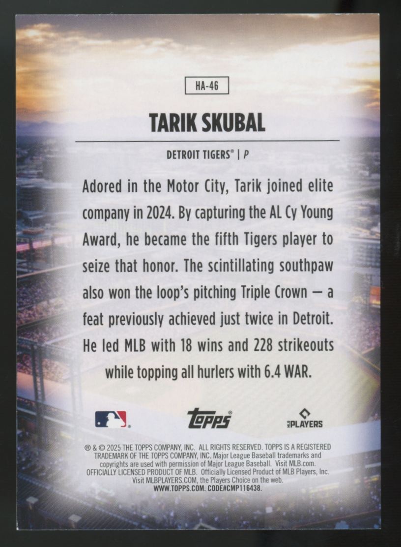 2025 Topps Update Tarik Skubal Home Field Advantage #HA-46