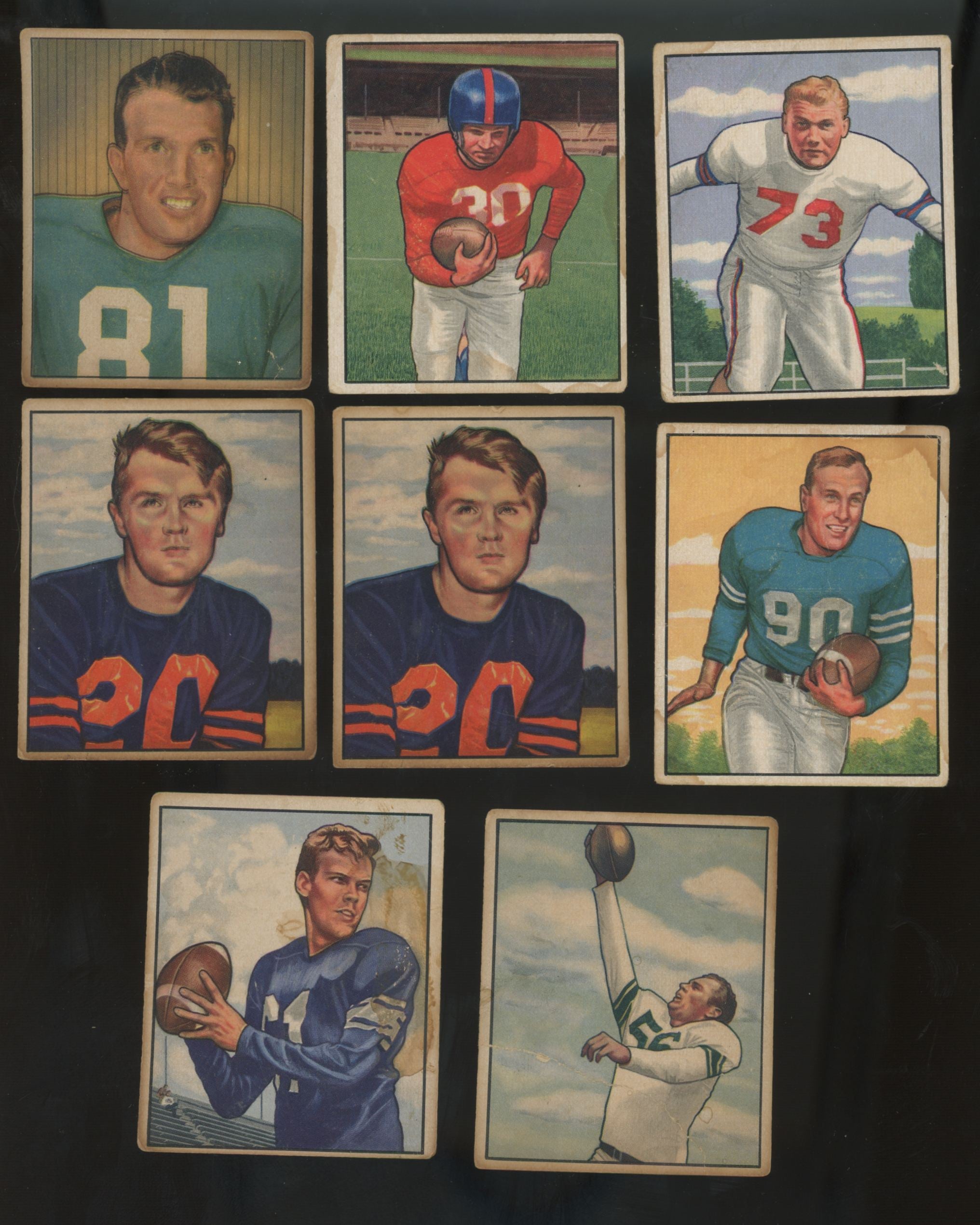 1950 Bowman Football Picture Cards Lot Of 14 Poor