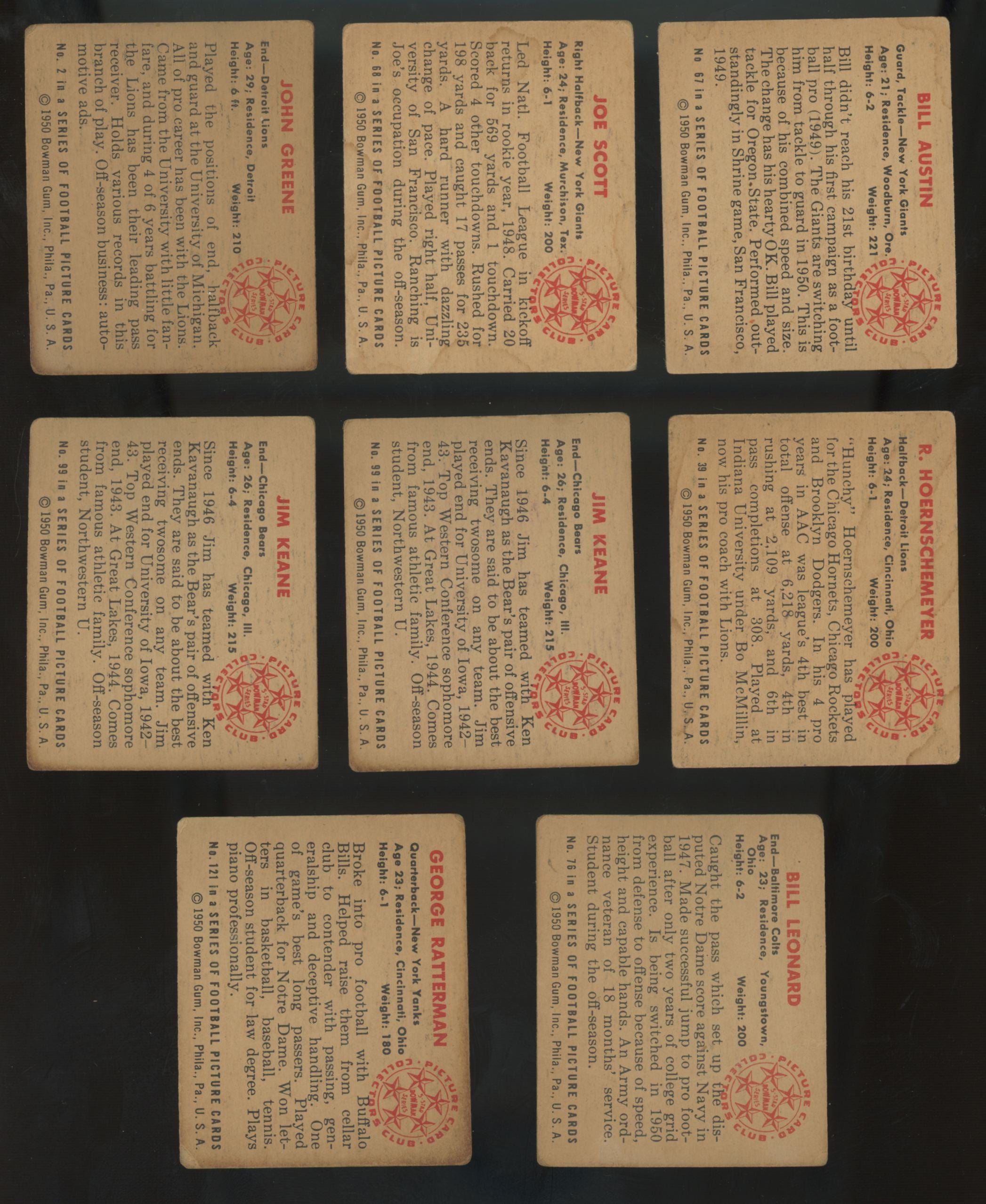 1950 Bowman Football Picture Cards Lot Of 14 Poor
