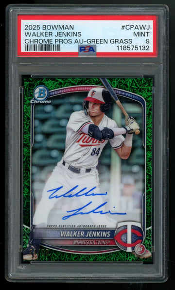 2025 Bowman Walker Jenkins Chrome Prospect Green Grass Auto /99 #CPA-WJ PSA 9
